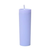 IPEWLEX Skinny Colored Acrylic Double Wall Tumblers with Straws, Lids- Perfect for Cold Drinks, Reusable Cups, and Personalized Decorations(Purple)